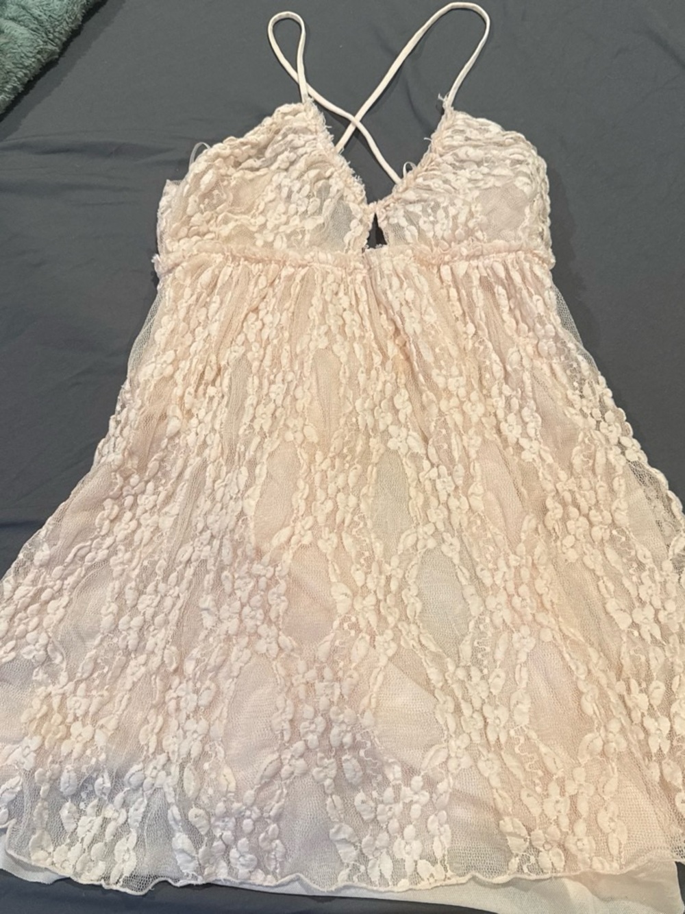 Free People Pale Pink Lace Slip Dress